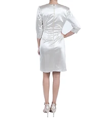 Julia Jordan 3/4 Sleeve Ruffle Front Short Dress