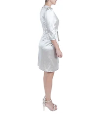 Julia Jordan 3/4 Sleeve Ruffle Front Short Dress
