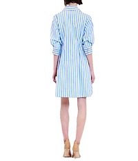 Julia Jordan 3/4 Sleeve Stripe Short Shirt Dress