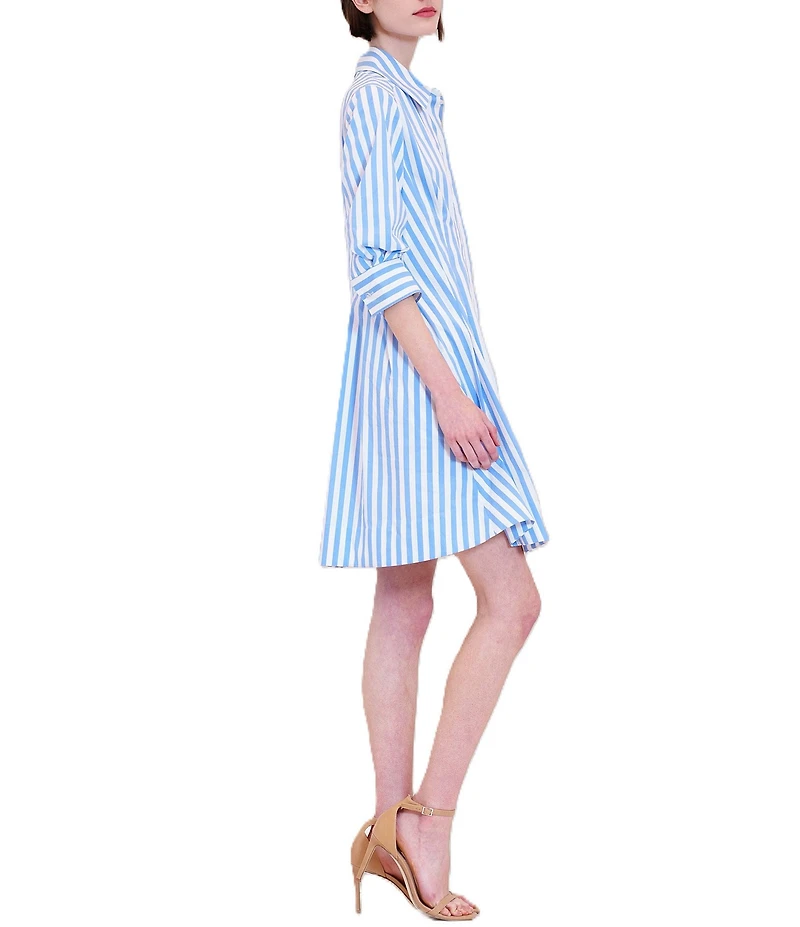 Julia Jordan 3/4 Sleeve Stripe Short Shirt Dress