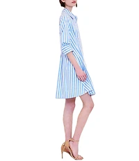Julia Jordan 3/4 Sleeve Stripe Short Shirt Dress