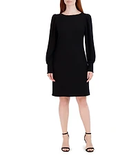 Julia Jordan Boat Neck Long Balloon Sleeve Above Knee Knit Dress