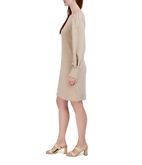 Julia Jordan Boat Neck Long Balloon Sleeve Above Knee Knit Dress