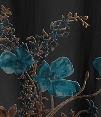 Julia Jordan Burnout Velvet Floral Motif Mock Neck Sleeveless A-Line Maxi Dress