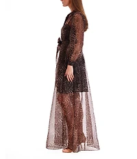 Julia Jordan Chiffon Long Sleeve Animal Print Belted Shirt Dress