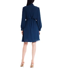 Julia Jordan Chiffon Long Sleeve Waist & Neck Tie A-Line Dress