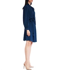 Julia Jordan Chiffon Long Sleeve Waist & Neck Tie A-Line Dress