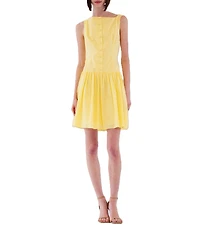 Julia Jordan Drop Waist Cotton Poplin Mini Dress