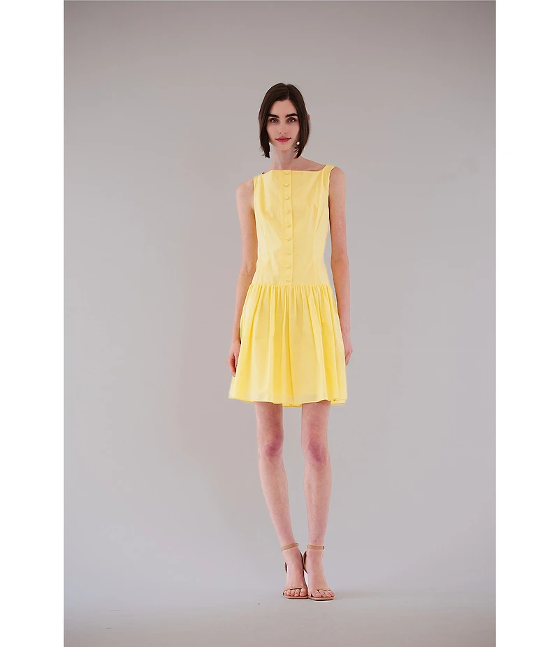 Julia Jordan Drop Waist Cotton Poplin Mini Dress