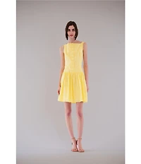 Julia Jordan Drop Waist Cotton Poplin Mini Dress