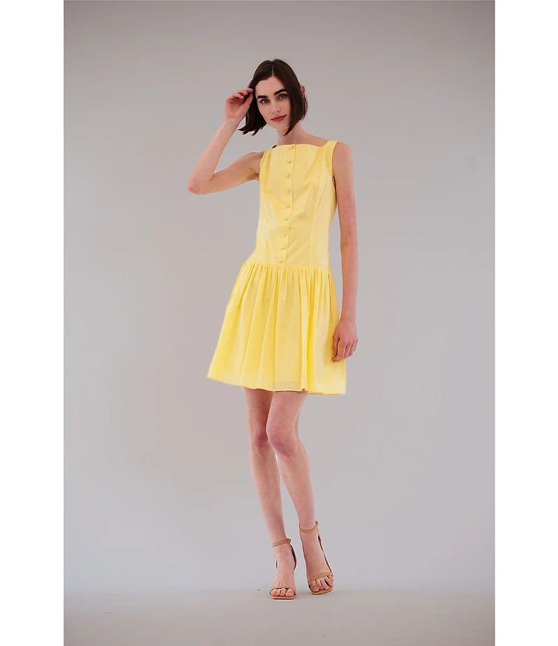 Julia Jordan Drop Waist Cotton Poplin Mini Dress