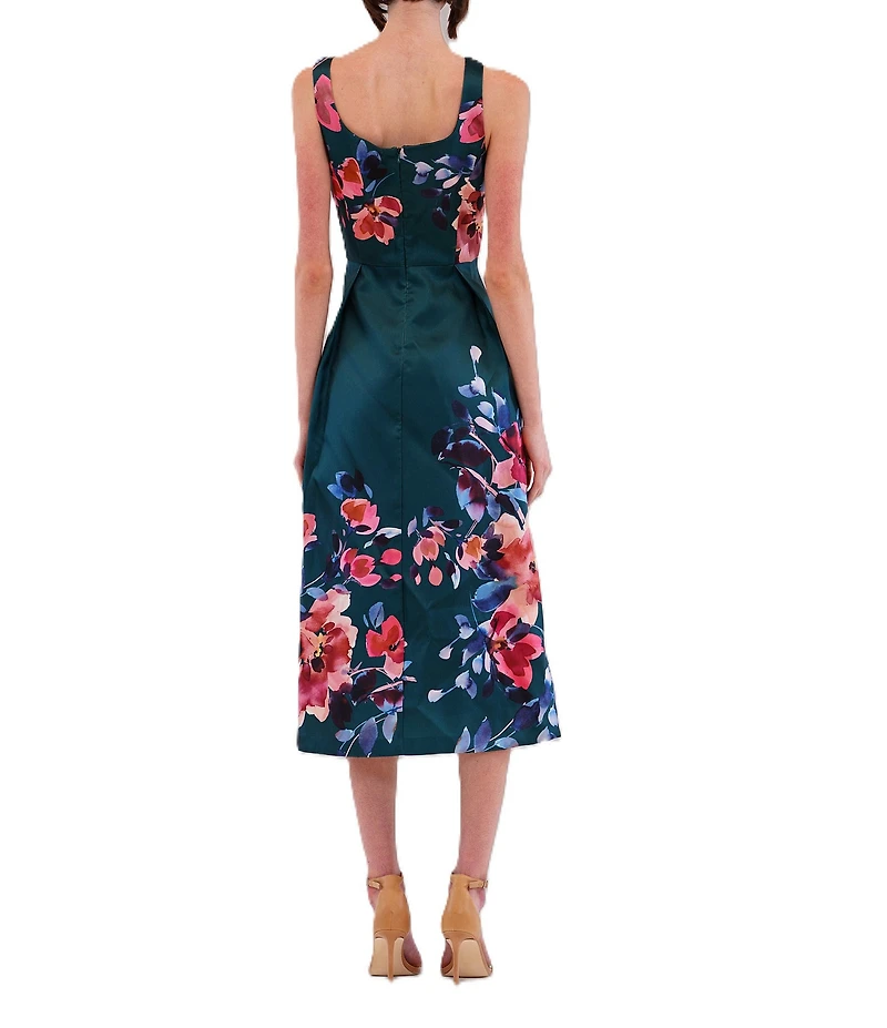 Julia Jordan Floral Print Mikado Midi Gown
