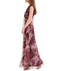 Julia Jordan Floral Printed Sleeveless Self Tie Sash Shirt Dress