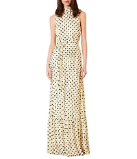 Julia Jordan Mesh Halter Polka Dot Maxi Dress