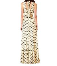Julia Jordan Mesh Halter Polka Dot Maxi Dress