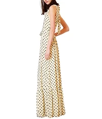 Julia Jordan Mesh Halter Polka Dot Maxi Dress