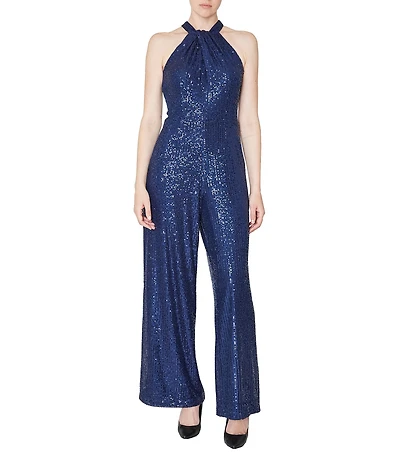 Julia Jordan Halter Sequin Jumpsuit