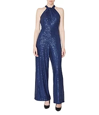 Julia Jordan Halter Sequin Jumpsuit