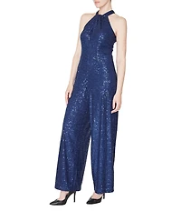 Julia Jordan Halter Sequin Jumpsuit