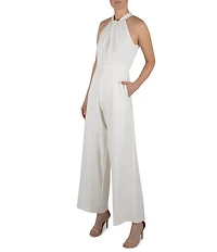 Julia Jordan Halter Twist Neck Sleeveless Pocketed Jumpsuit