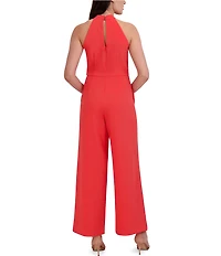 Julia Jordan Halter Twist Neck Sleeveless Pocketed Jumpsuit