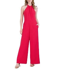 Julia Jordan Halter Twist Neck Sleeveless Pocketed Jumpsuit