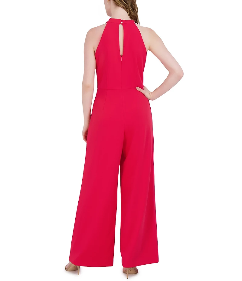 Julia Jordan Halter Twist Neck Sleeveless Pocketed Jumpsuit