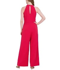 Julia Jordan Halter Twist Neck Sleeveless Pocketed Jumpsuit
