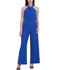 Julia Jordan Halter Twist Neck Sleeveless Pocketed Jumpsuit