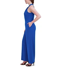 Julia Jordan Halter Twist Neck Sleeveless Pocketed Jumpsuit