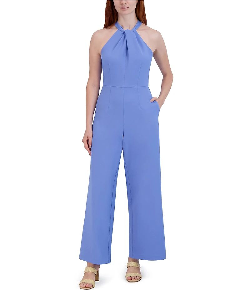 Julia Jordan Halter Twist Neck Sleeveless Pocketed Jumpsuit