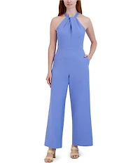 Julia Jordan Halter Twist Neck Sleeveless Pocketed Jumpsuit