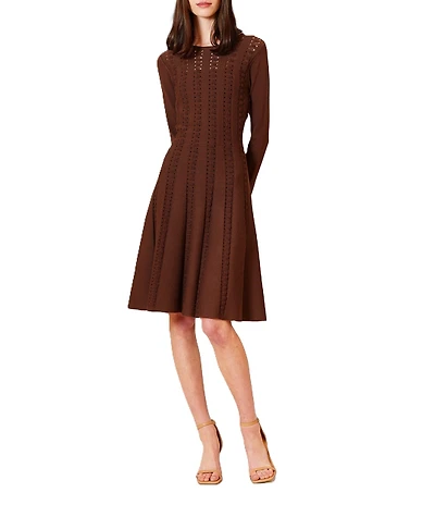 Julia Jordan Knit Crew Neck Long Sleeve A-Line Sweater Dress