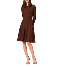 Julia Jordan Knit Crew Neck Long Sleeve A-Line Sweater Dress