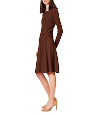 Julia Jordan Knit Crew Neck Long Sleeve A-Line Sweater Dress