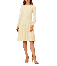 Julia Jordan Knit Crew Neck Long Sleeve A-Line Sweater Dress