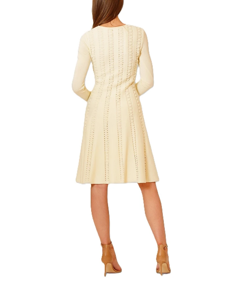 Julia Jordan Knit Crew Neck Long Sleeve A-Line Sweater Dress