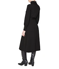 Julia Jordan Knit Long Sleeve Belted Turtleneck Sheath Midi Dress