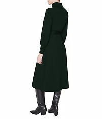 Julia Jordan Knit Long Sleeve Belted Turtleneck Sheath Midi Dress