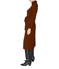 Julia Jordan Knit Long Sleeve Belted Turtleneck Sheath Midi Dress