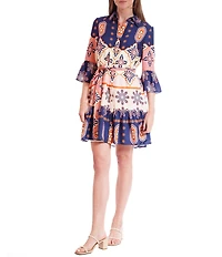 Julia Jordan Long Bell Sleeve Shirt Dress