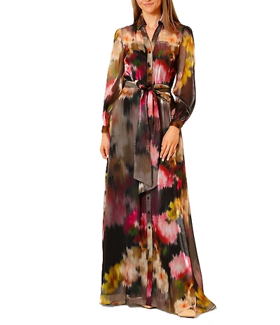 Julia Jordan Long Sleeve Floral Organza Gown