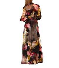 Julia Jordan Long Sleeve Floral Organza Gown
