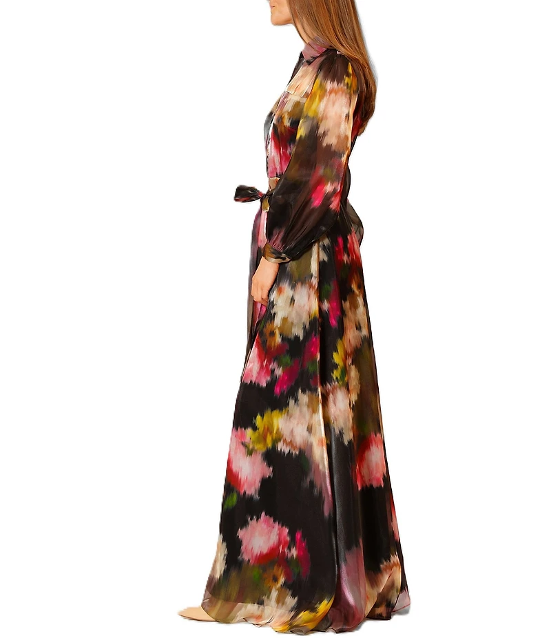 Julia Jordan Long Sleeve Floral Organza Gown