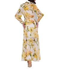 Julia Jordan Long Sleeve Floral Organza Shirt Dress