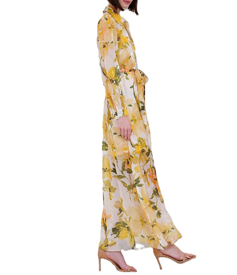 Julia Jordan Long Sleeve Floral Organza Shirt Dress