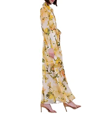 Julia Jordan Long Sleeve Floral Organza Shirt Dress