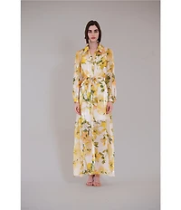 Julia Jordan Long Sleeve Floral Organza Shirt Dress