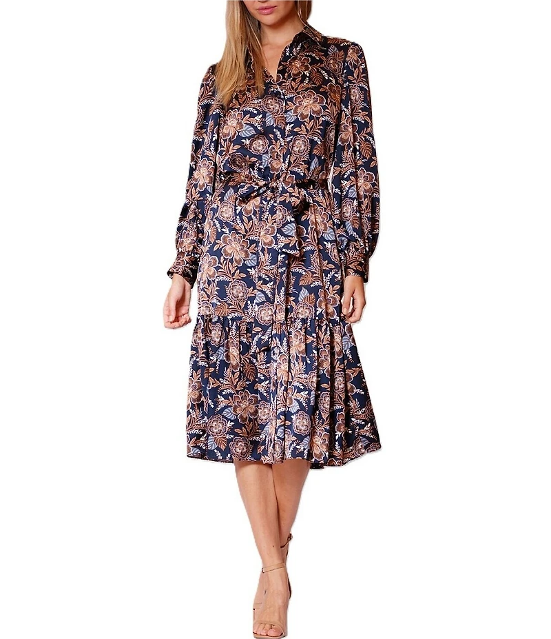 Julia Jordan Long Sleeve Midi Shirt Dress