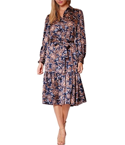 Julia Jordan Long Sleeve Midi Shirt Dress